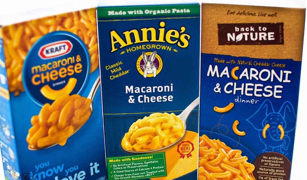 macaroni and cheese boxes