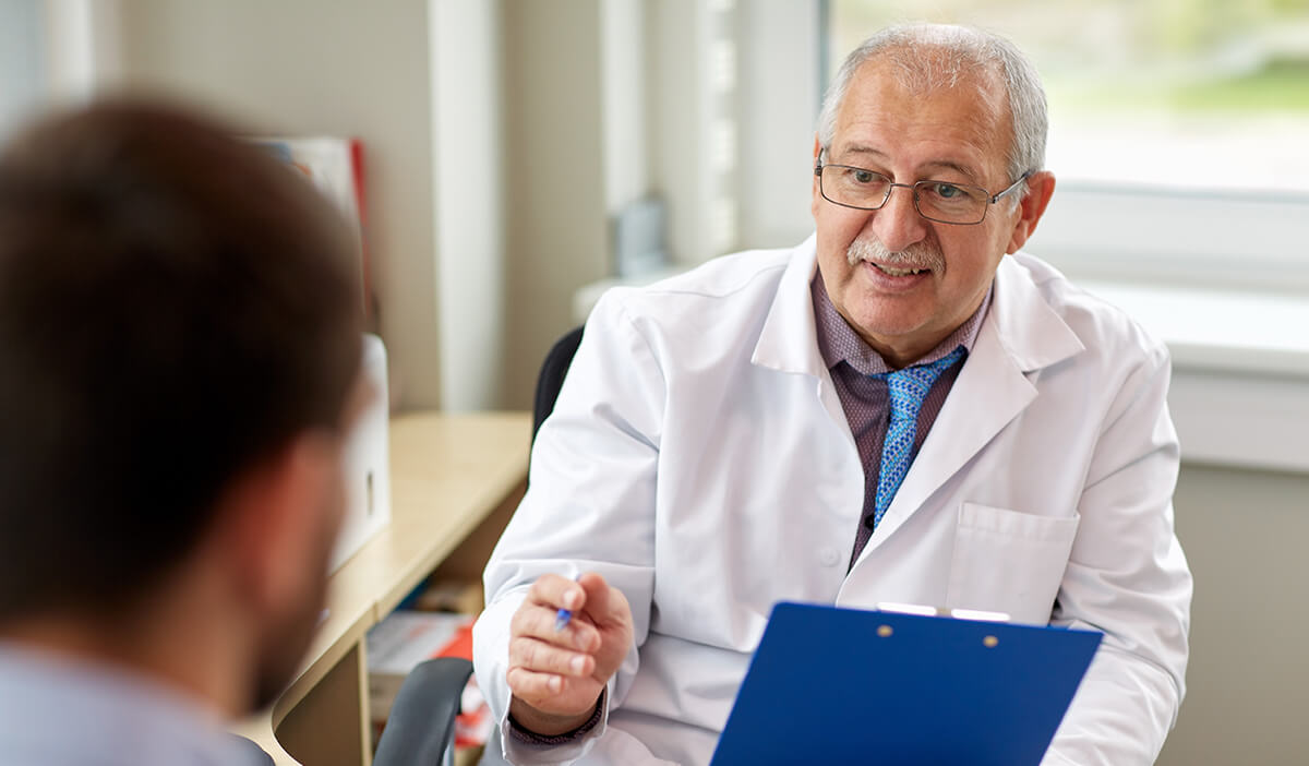 A patient with his primary care physician